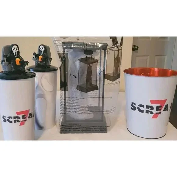 Scream 7 Ghostface Collectable Popcorn Lite Up Bucket 2 Cups With Popcorn Tin - Picture 1 of 9